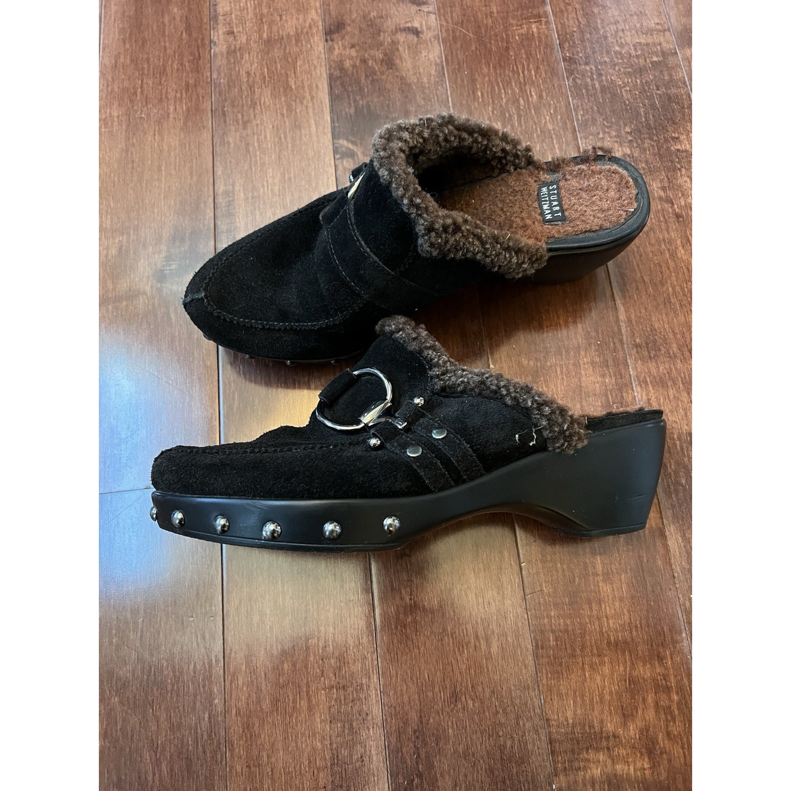 Vintage Y2k Stuart Weitzman Circuit Cola Sport Suede Black Clog Women’s 8